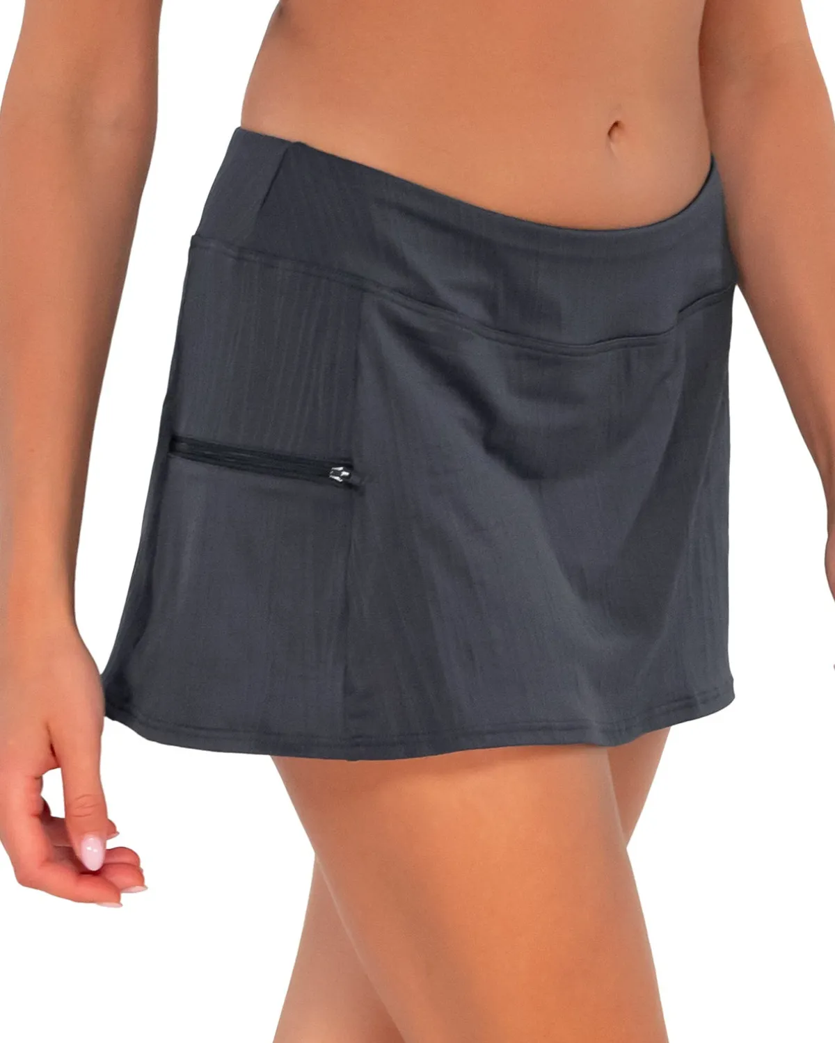 2024 Sunsets Slate Seagrass Texture Sporty Swim Skirt - 40B