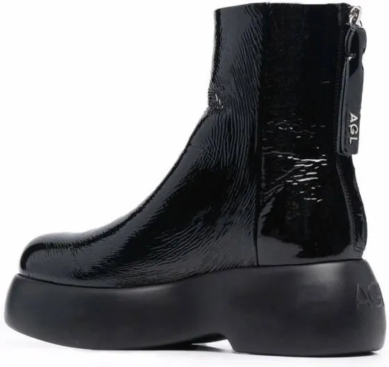 AGL platform ankle boots Black