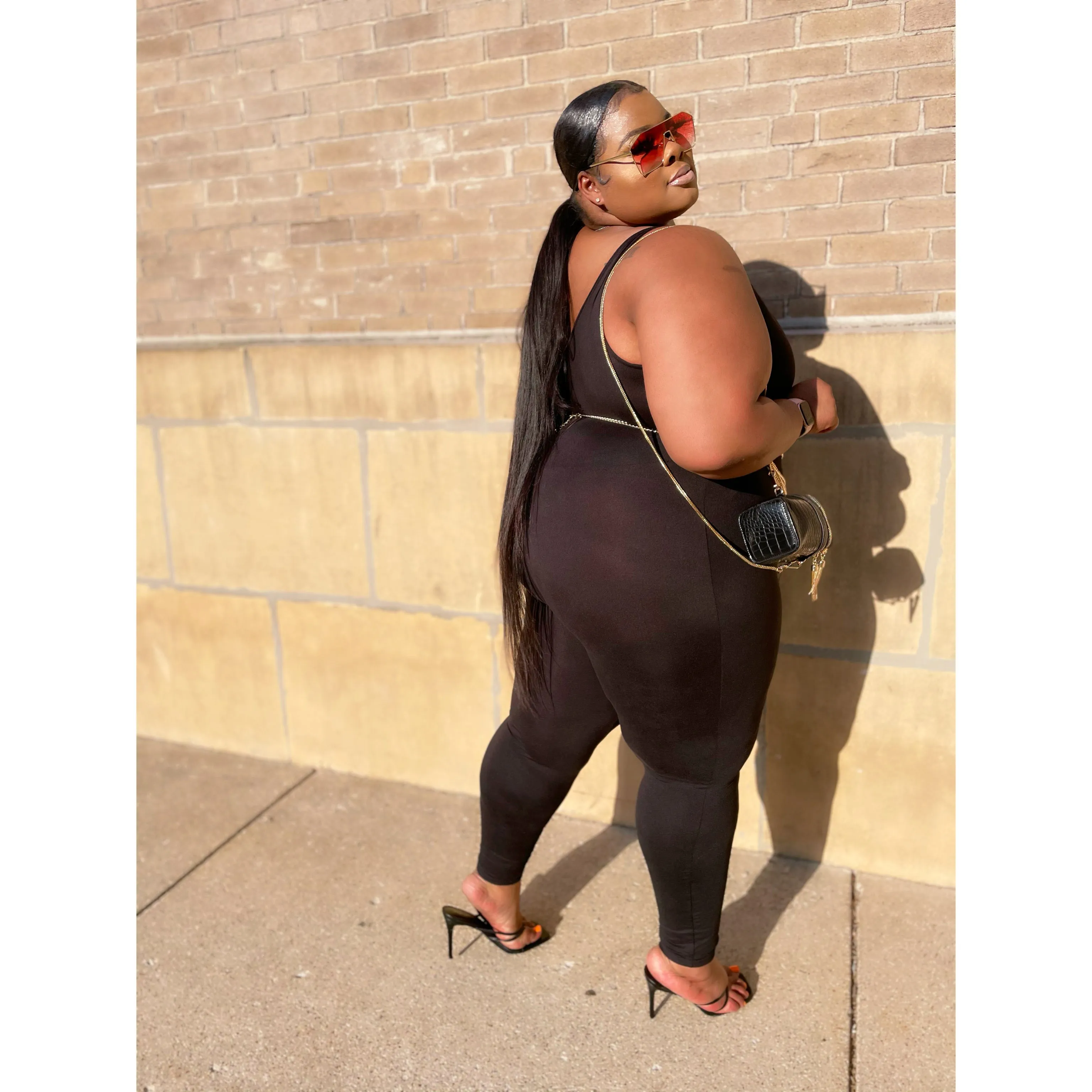 Black one shoulder + Size Jumpsuit