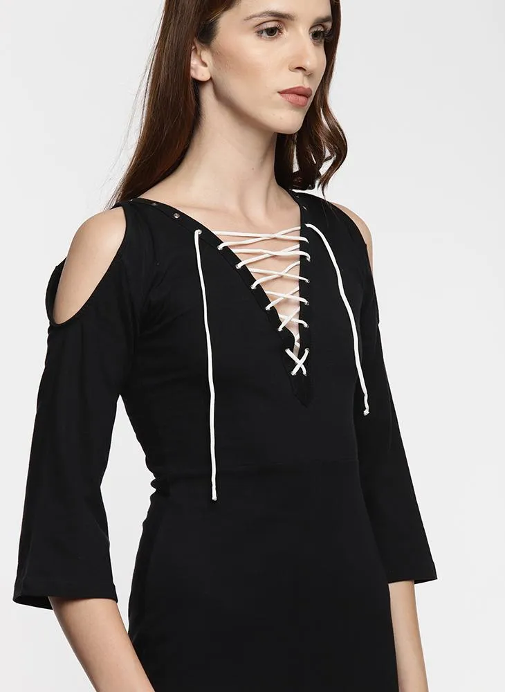 Black Tunic with Tie-Up Detail