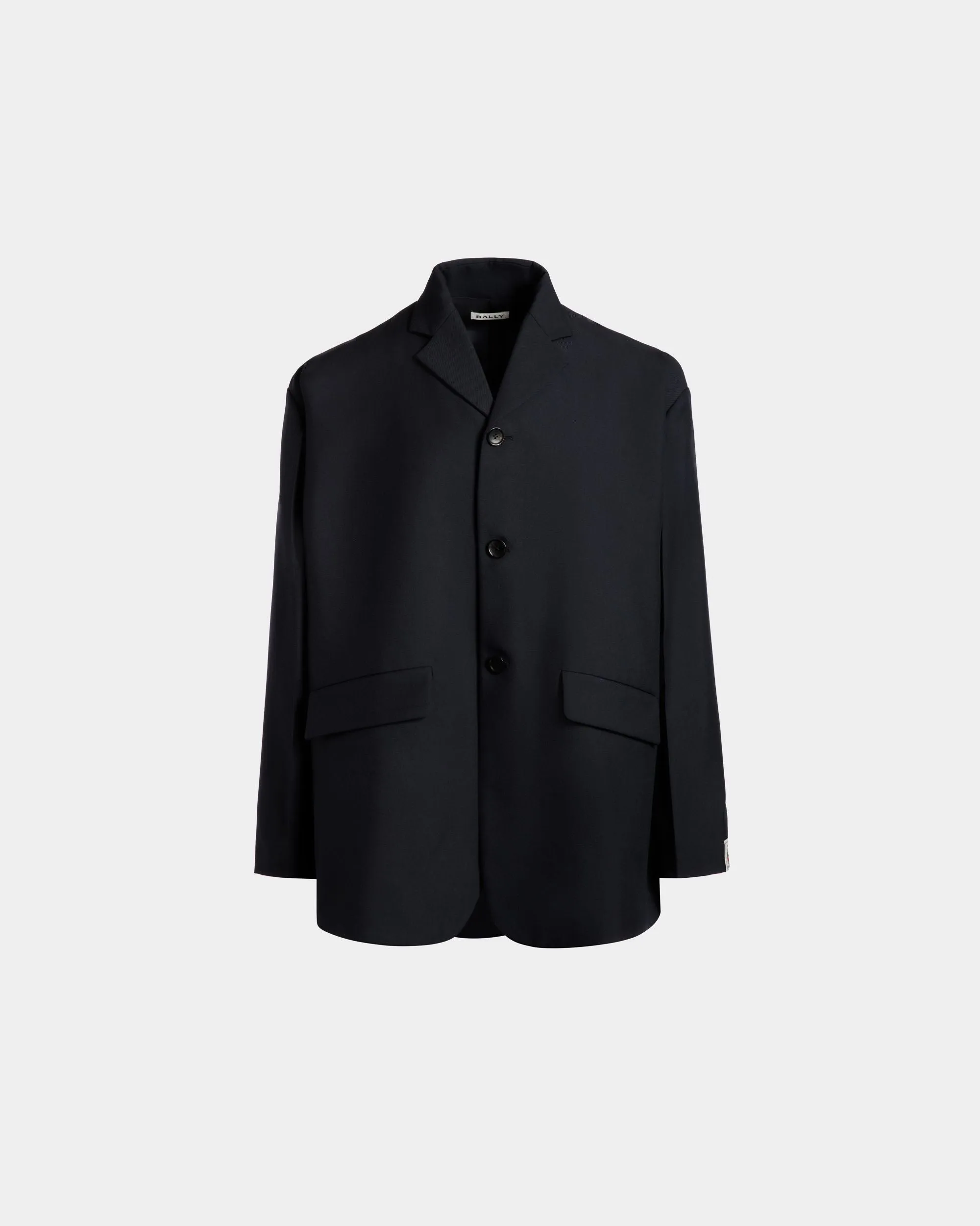 Blazer In Navy Blue Wool Blend 