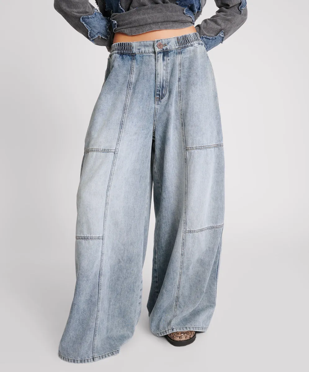 BLUE BLOSSOM DENIM PALAZZO PANTS