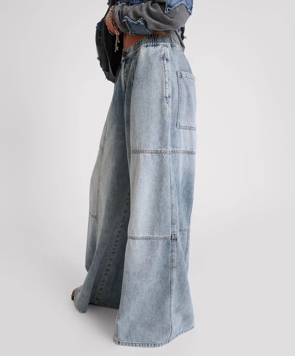 BLUE BLOSSOM DENIM PALAZZO PANTS