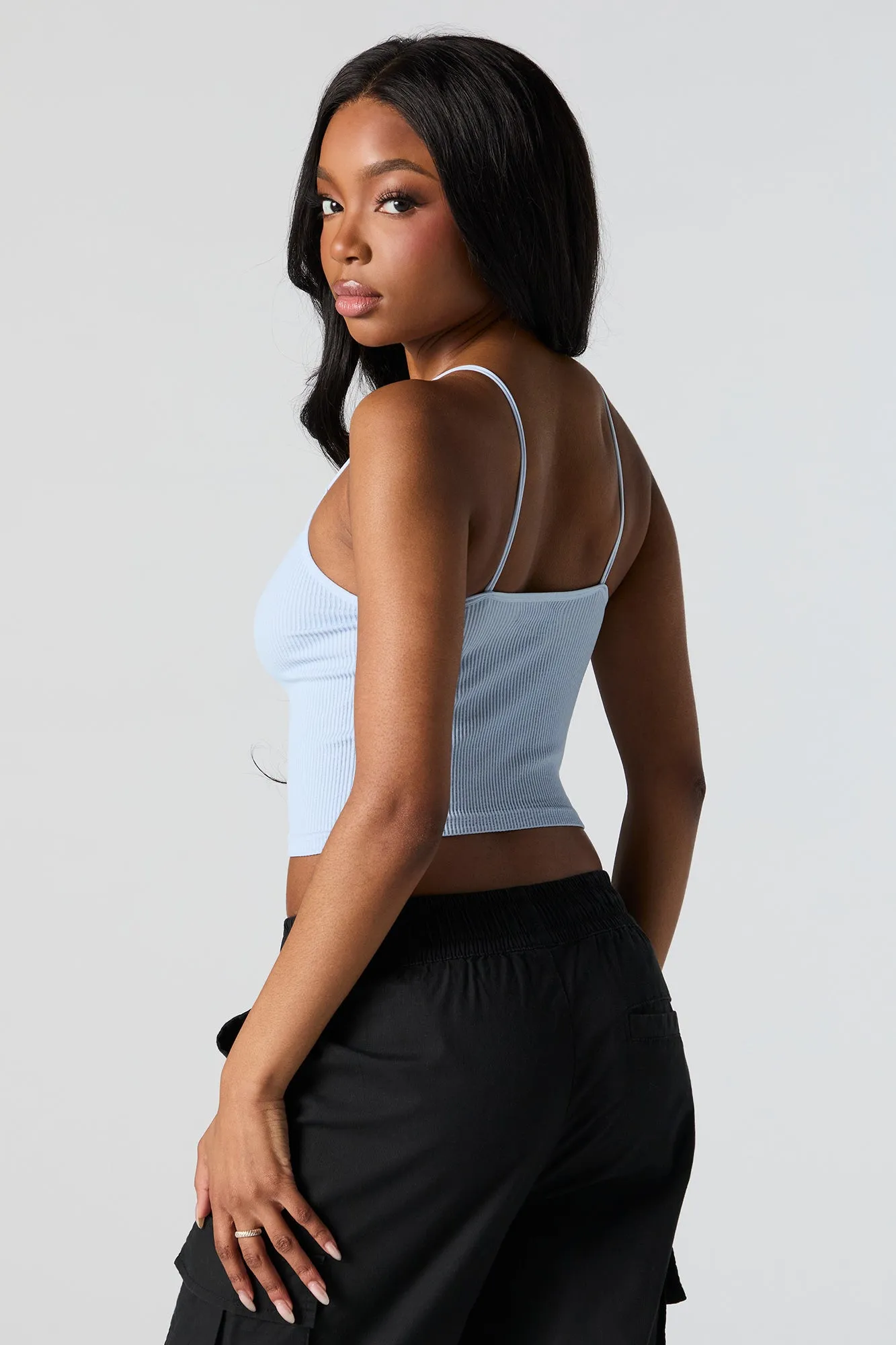 Camisole côtelée cintrée sans couture