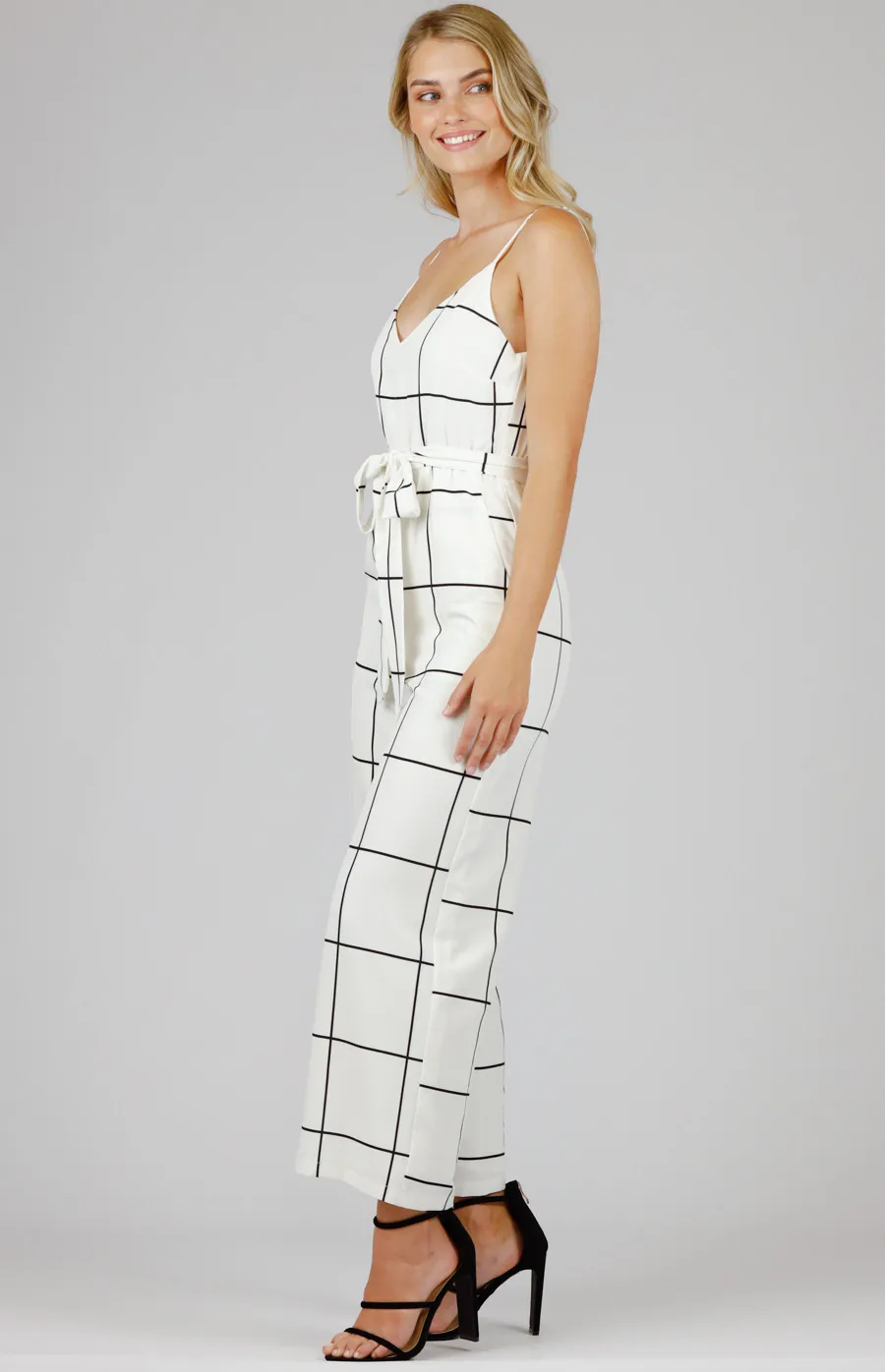 Checkered Singlet Strap Jumpsuit (AJP911B)