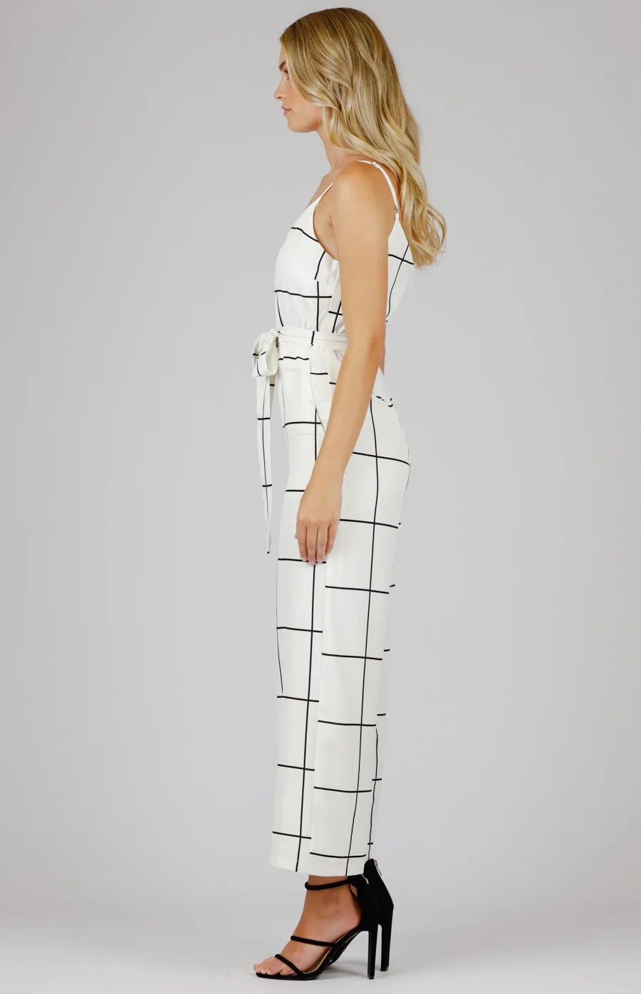 Checkered Singlet Strap Jumpsuit (AJP911B)