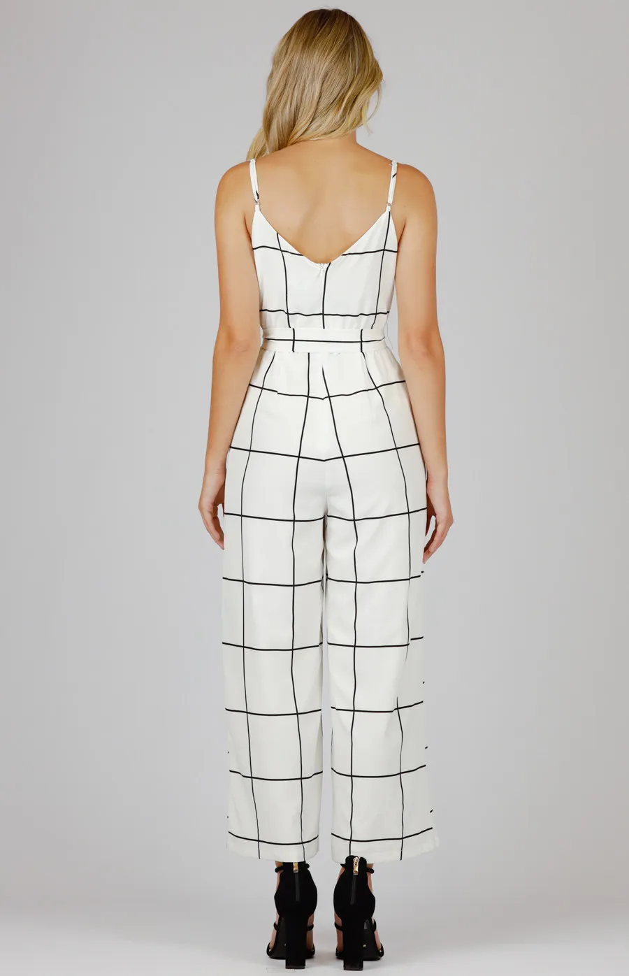 Checkered Singlet Strap Jumpsuit (AJP911B)