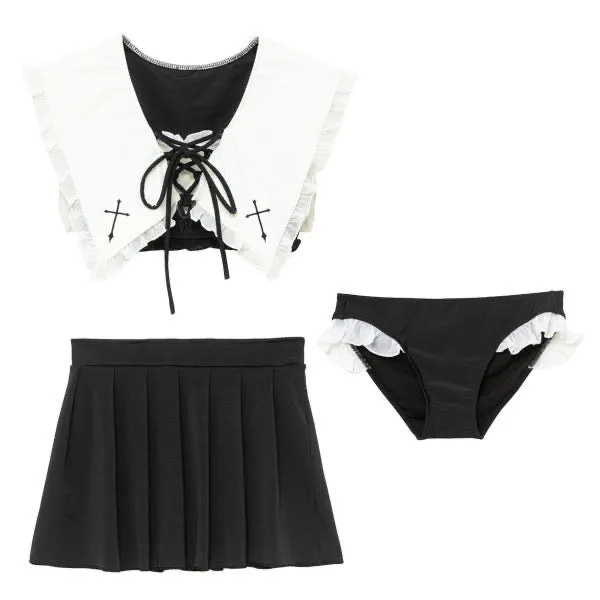 Cross sailor collar swimsuit set