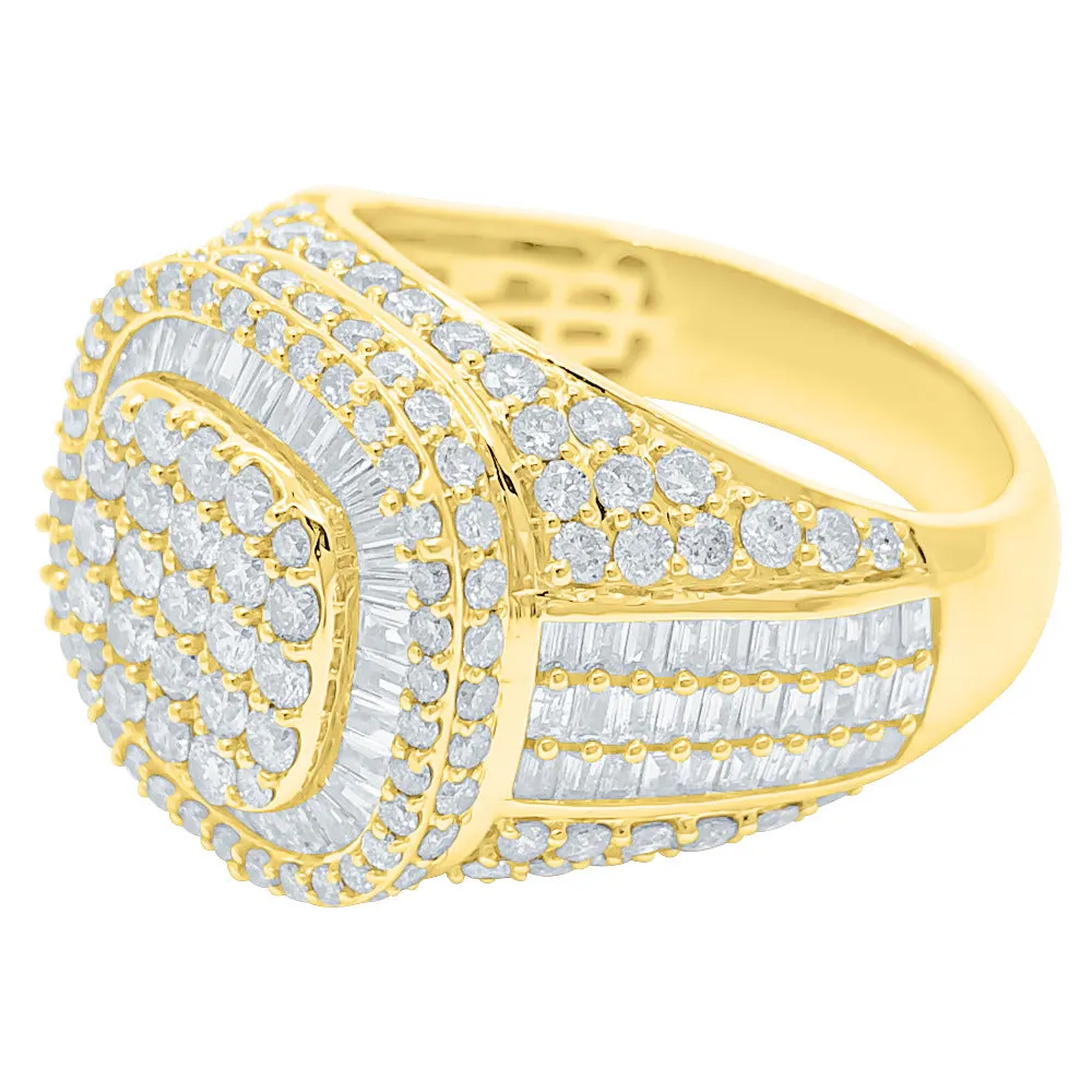 Cushion Top Baguette Diamond Ring 3.35cttw 10K Gold