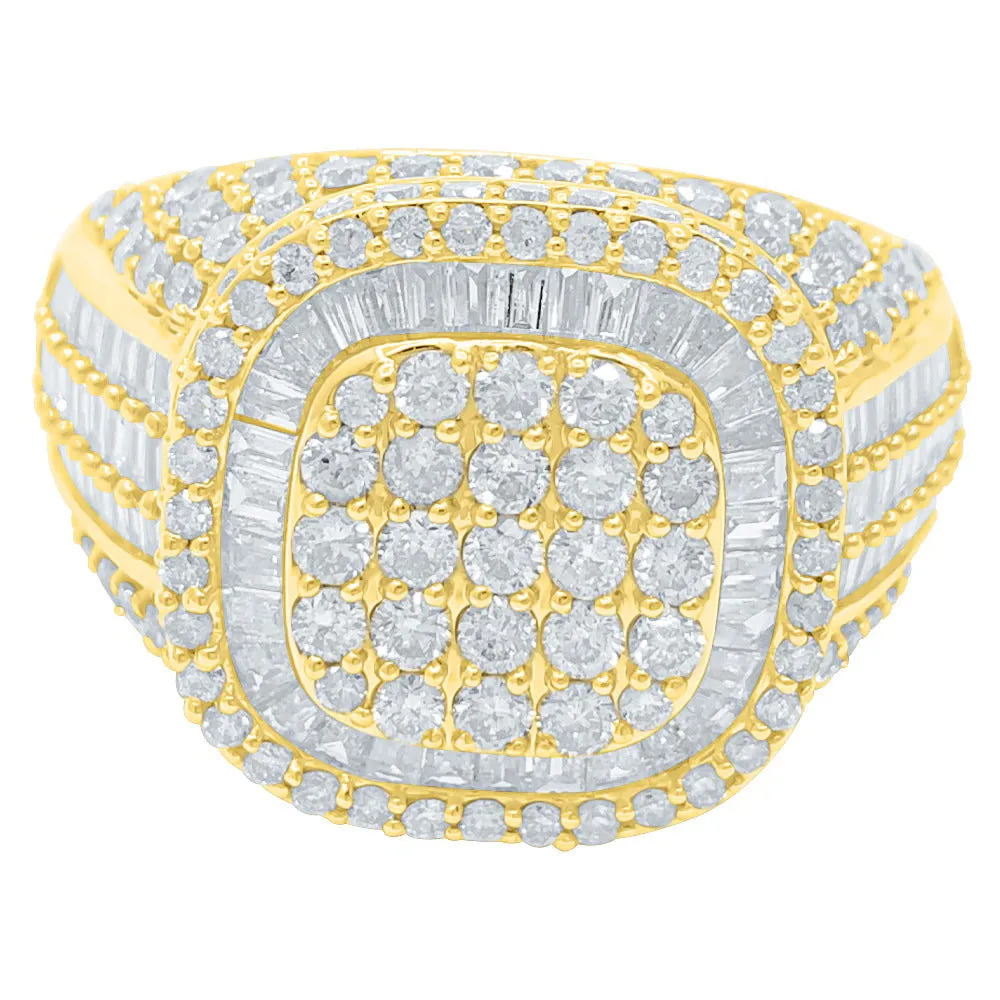 Cushion Top Baguette Diamond Ring 3.35cttw 10K Gold