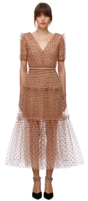 Dot Mesh Midi Dress