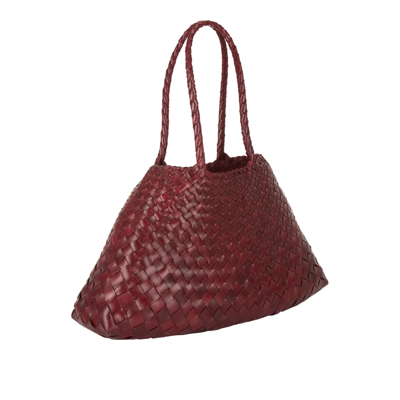 DRAGON DIFFUSION Santa Croce Woven Leather Tote Bag - Bordo