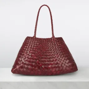 DRAGON DIFFUSION Santa Croce Woven Leather Tote Bag - Bordo