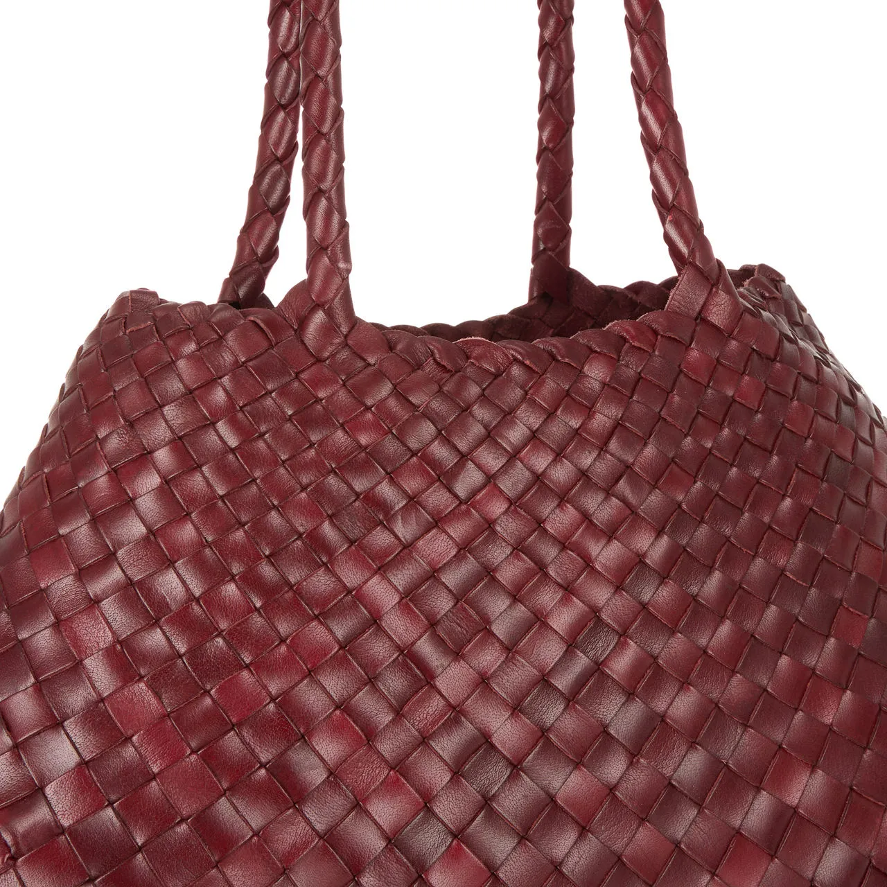 DRAGON DIFFUSION Santa Croce Woven Leather Tote Bag - Bordo