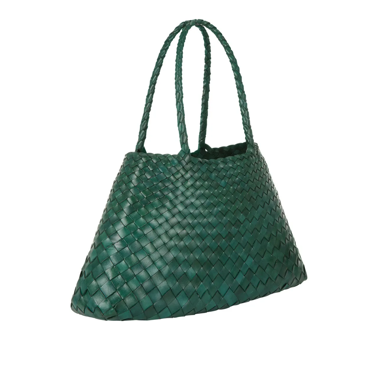 DRAGON DIFFUSION Santa Croce Woven Leather Tote Bag - Forest