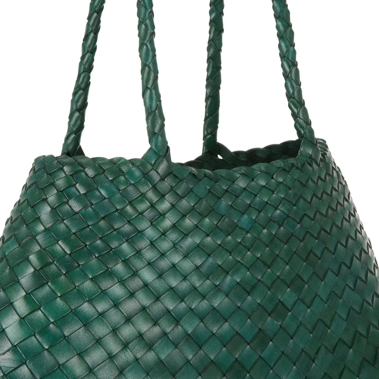 DRAGON DIFFUSION Santa Croce Woven Leather Tote Bag - Forest