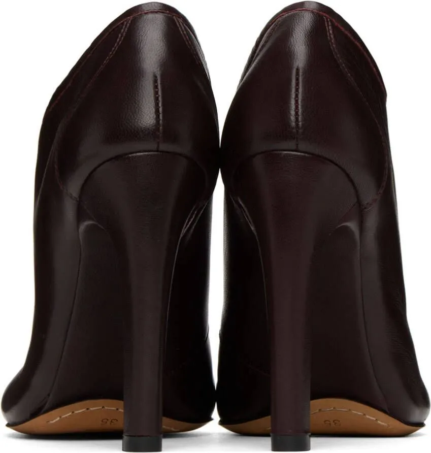 Dries Van Noten Burgundy Lace-Up Low Ankle Heels