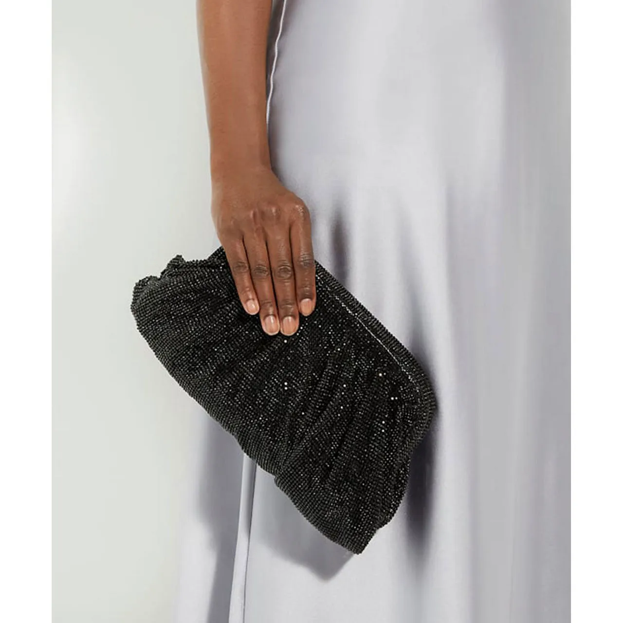 DUNE LONDON Elegant Embellished Mesh Clutch - Black