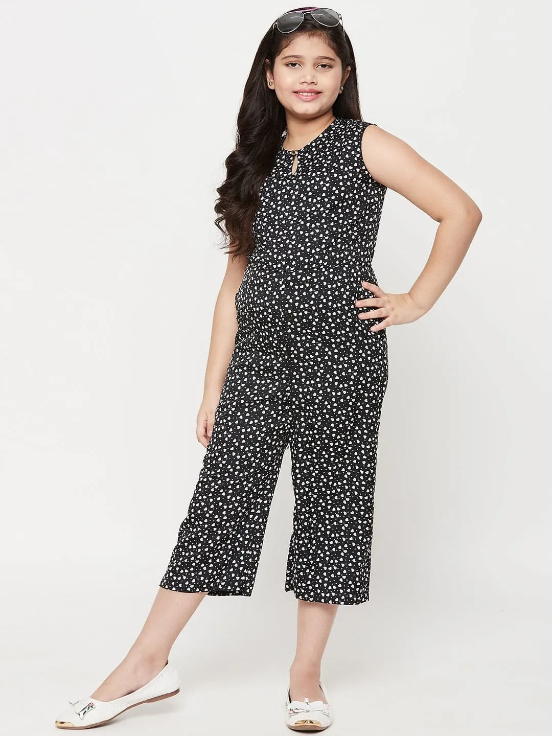 Elasticated Key-hole Jumpsuit for Girls