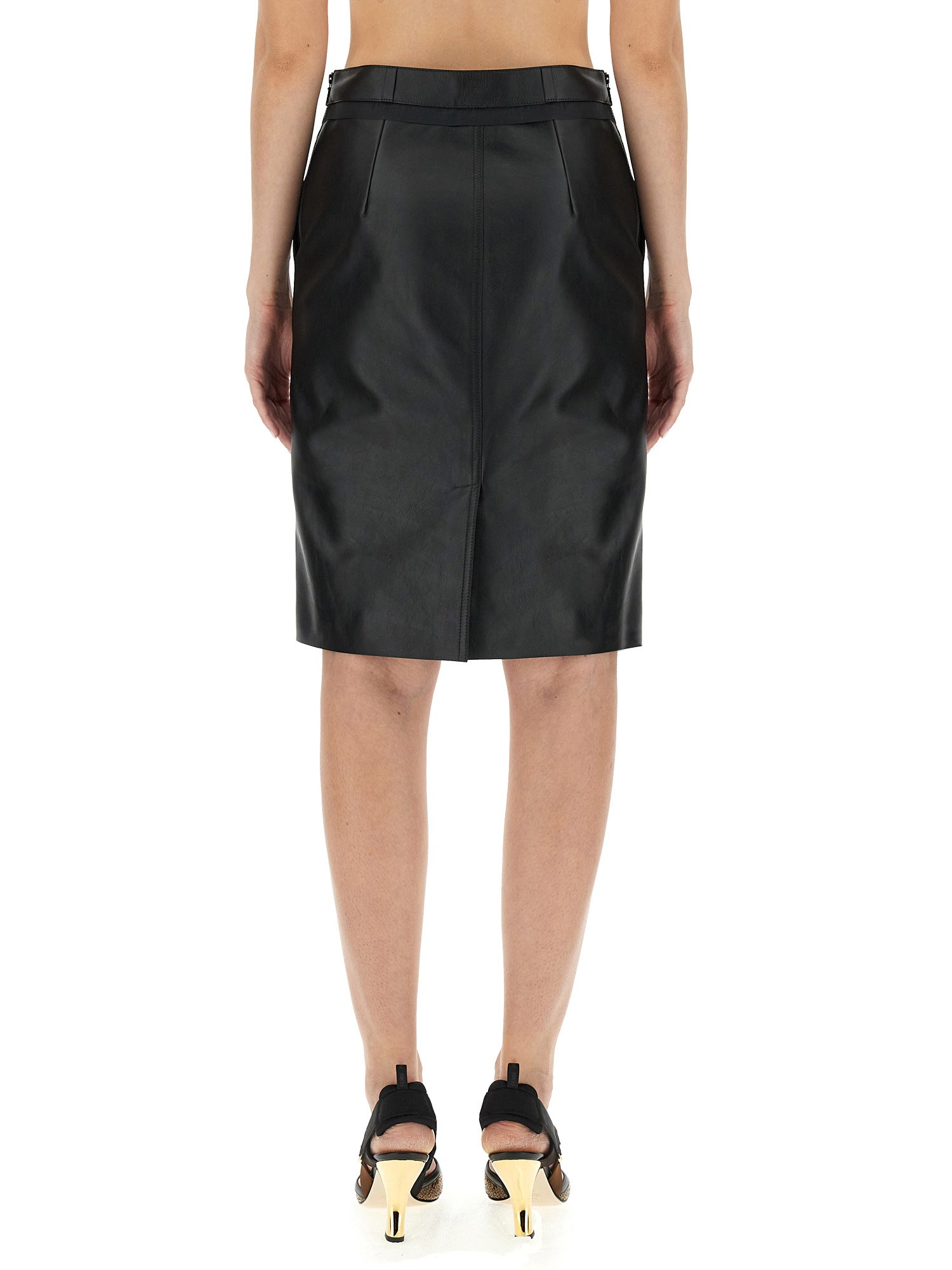 FENDI    LEATHER MIDI SKIRT