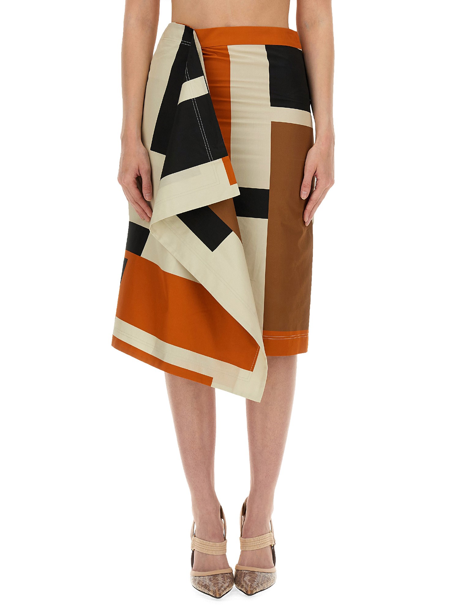 FENDI    PRINTED POPLIN SKIRT