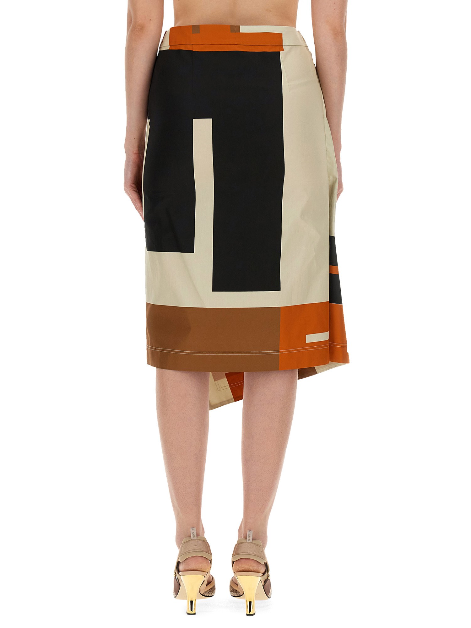 FENDI    PRINTED POPLIN SKIRT