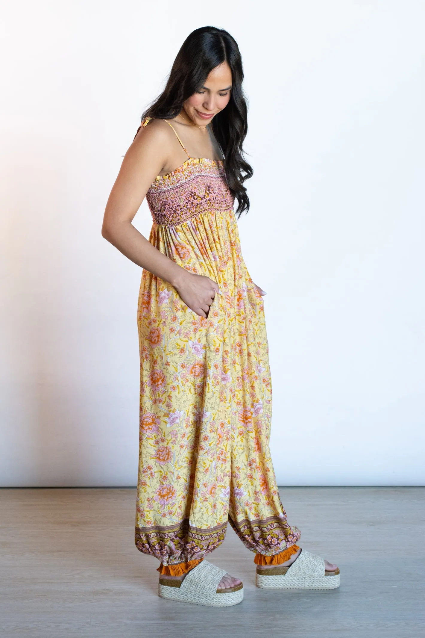 Flourishing Babe Yellow Floral Jumpsuit