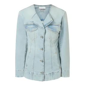 GANNI The Sustainable Edit Fitted Denim Blazer - Light Blue