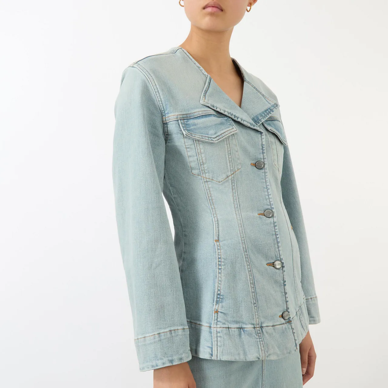 GANNI The Sustainable Edit Fitted Denim Blazer - Light Blue