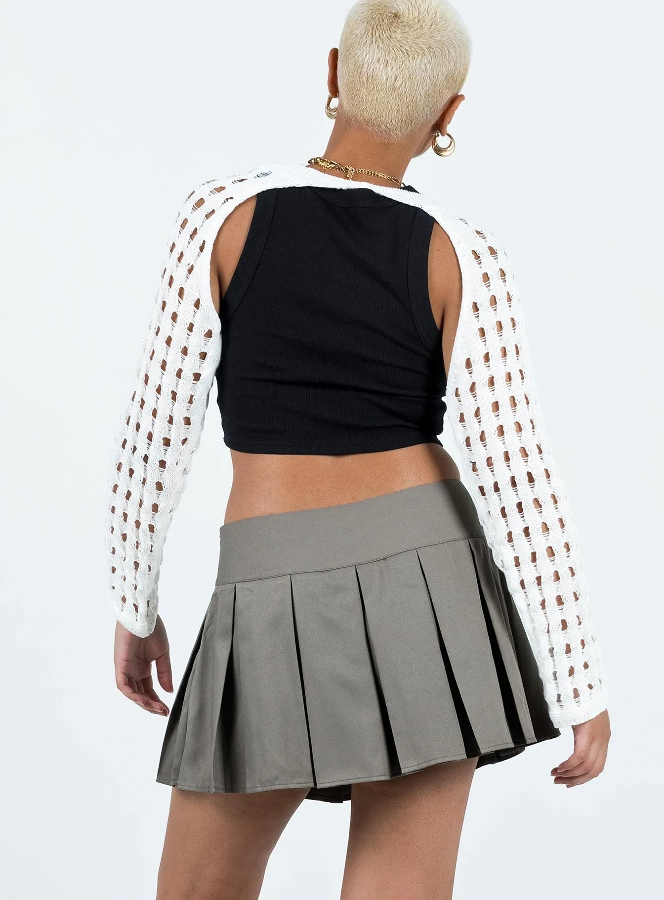 Gavin Pleated Mini Skirt Grey