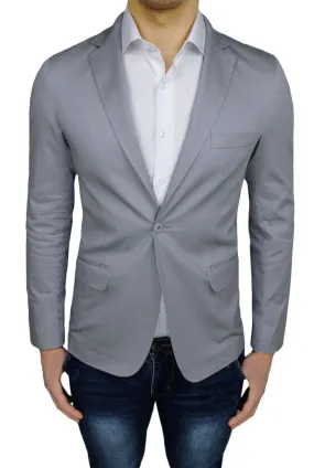 GIACCA BLAZER UOMO SARTORIALE SLIM FIT SUPER ADERENTE GRIGIO 100% MADE IN ITALY