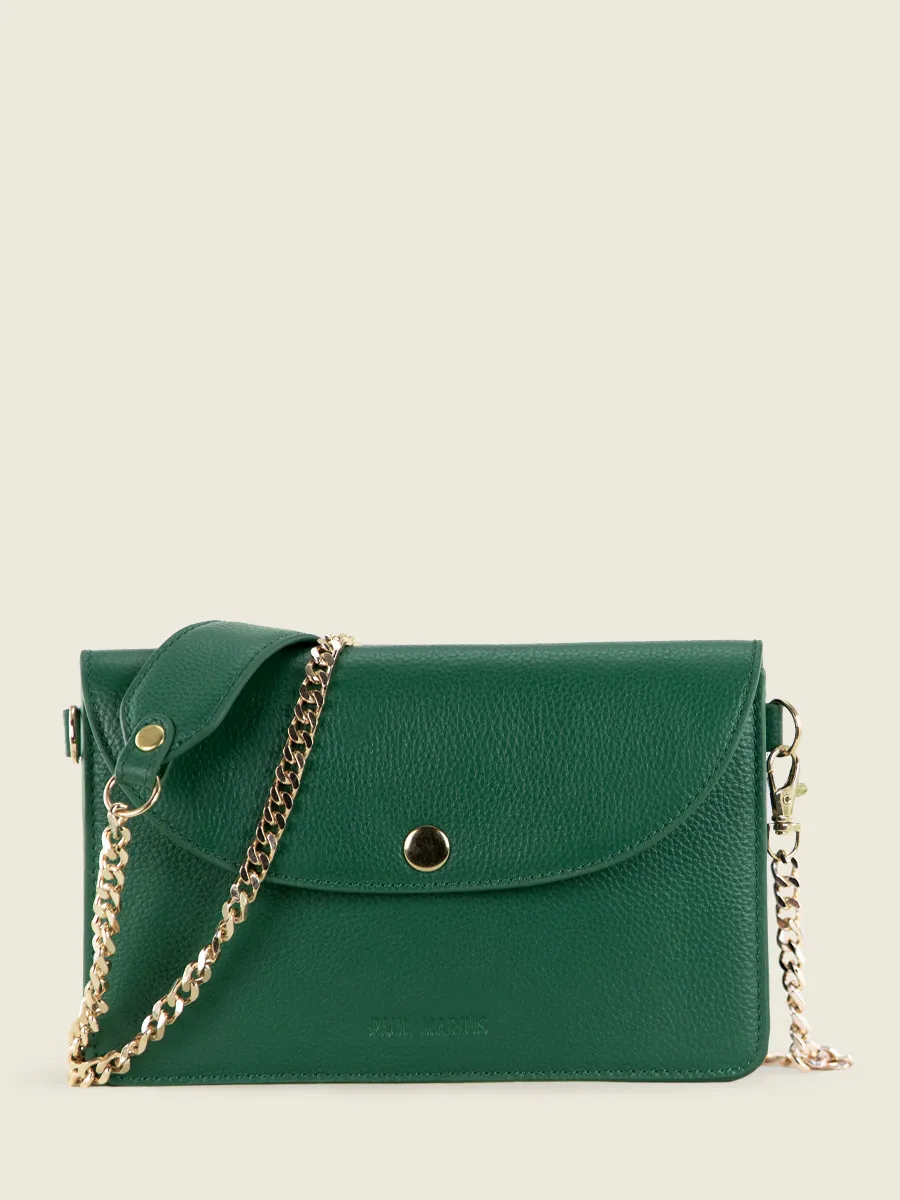 Green Leather Clutch Bag for Women - Bertille Azur Imperial Green | PAUL MARIUS