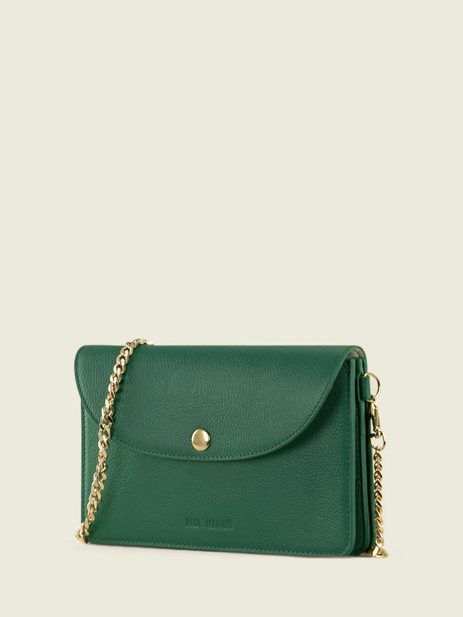 Green Leather Clutch Bag for Women - Bertille Azur Imperial Green | PAUL MARIUS