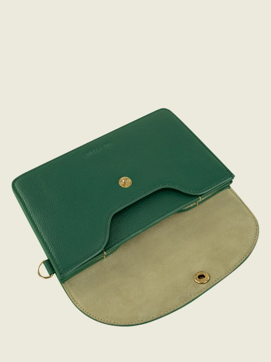 Green Leather Clutch Bag for Women - Bertille Azur Imperial Green | PAUL MARIUS