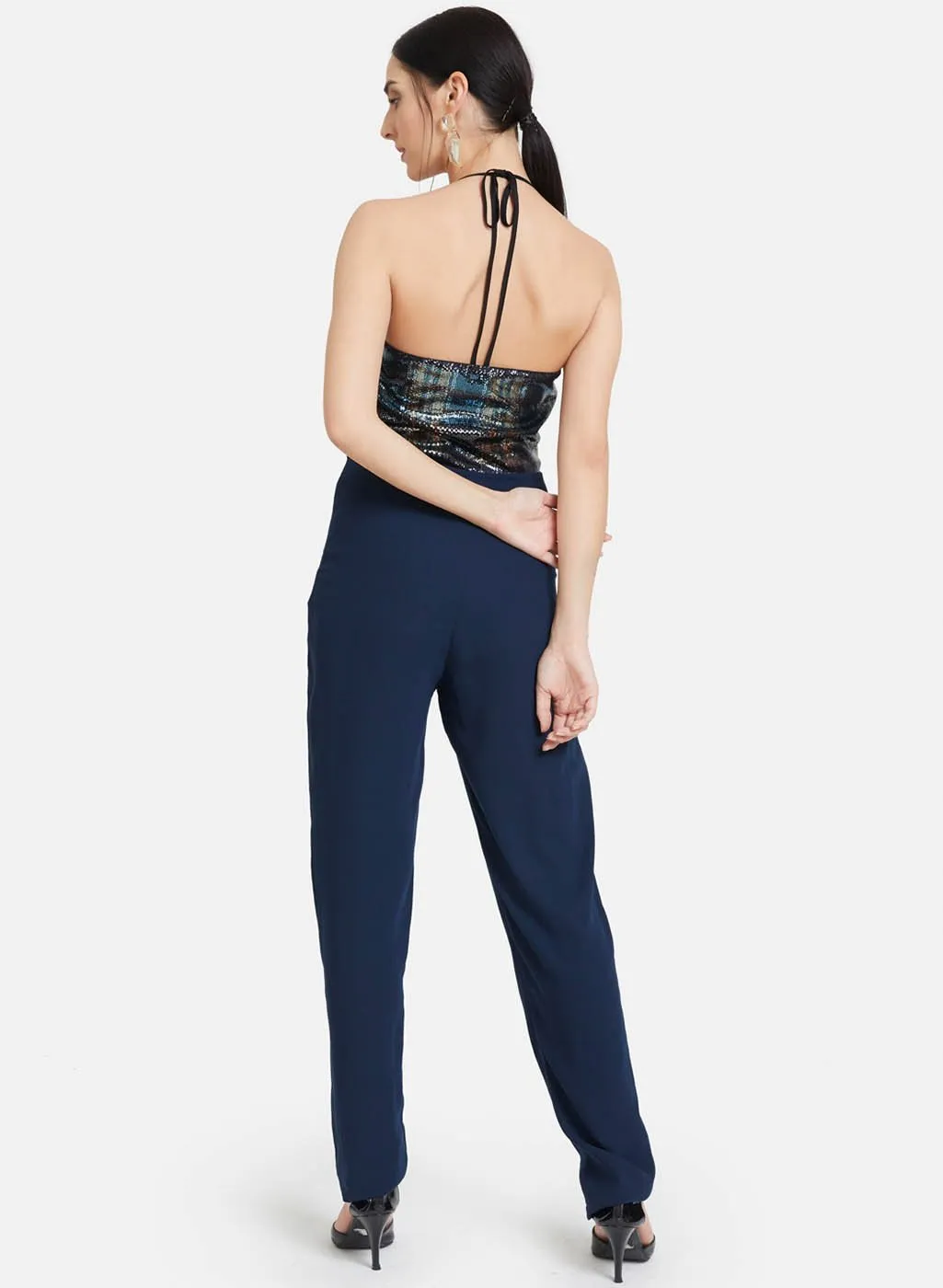 Halter Neck Oerlap Style Jumpsuit