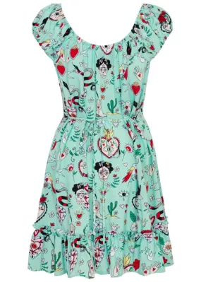 Hell Bunny Tijuana Short Dress Green