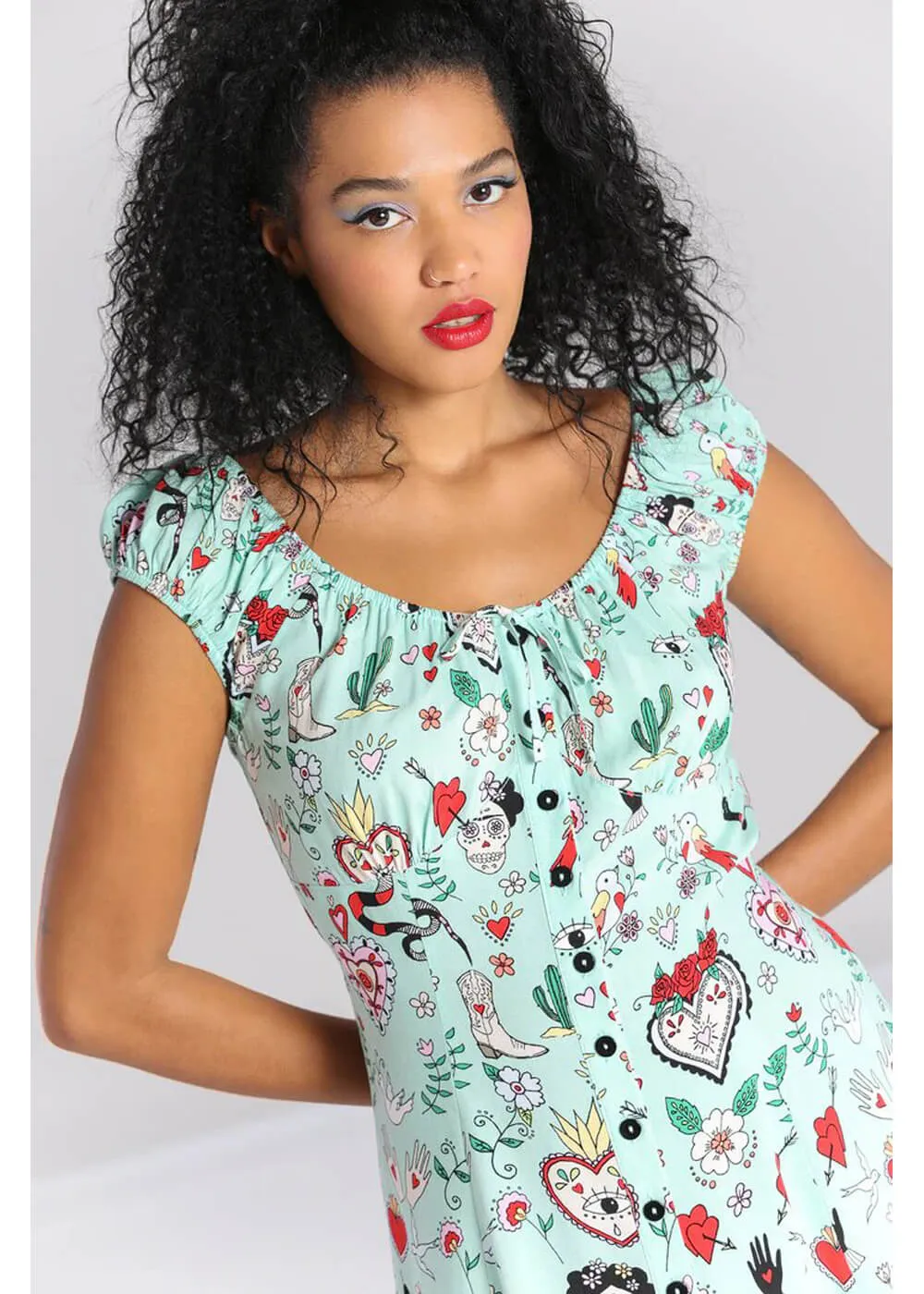 Hell Bunny Tijuana Short Dress Green