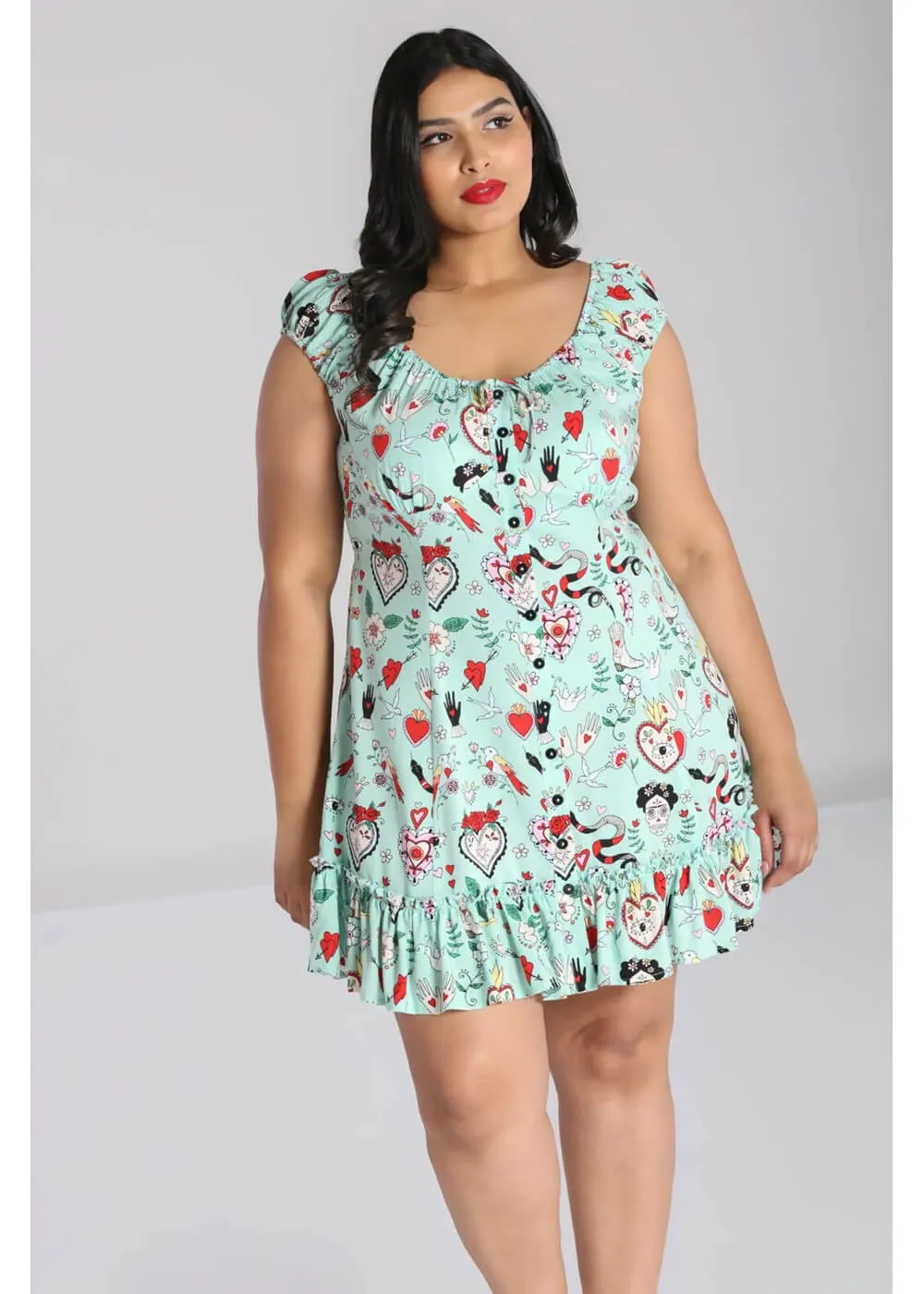 Hell Bunny Tijuana Short Dress Green