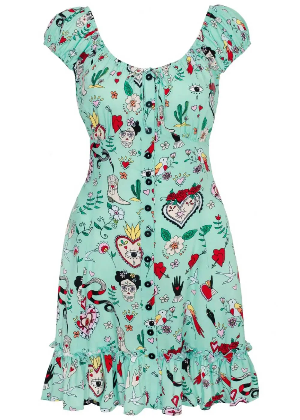 Hell Bunny Tijuana Short Dress Green