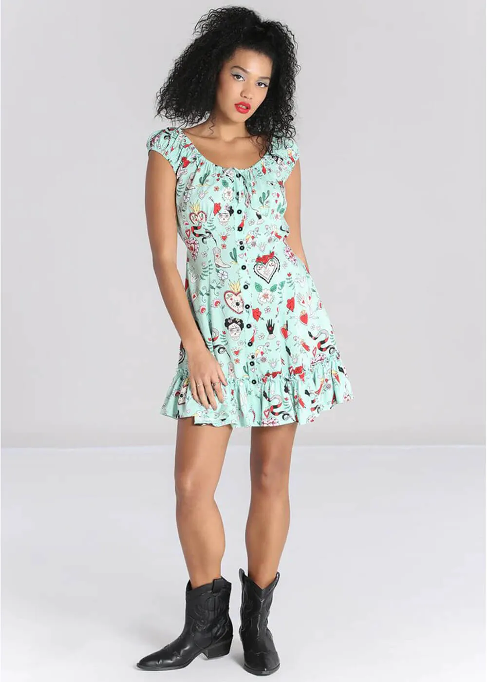 Hell Bunny Tijuana Short Dress Green