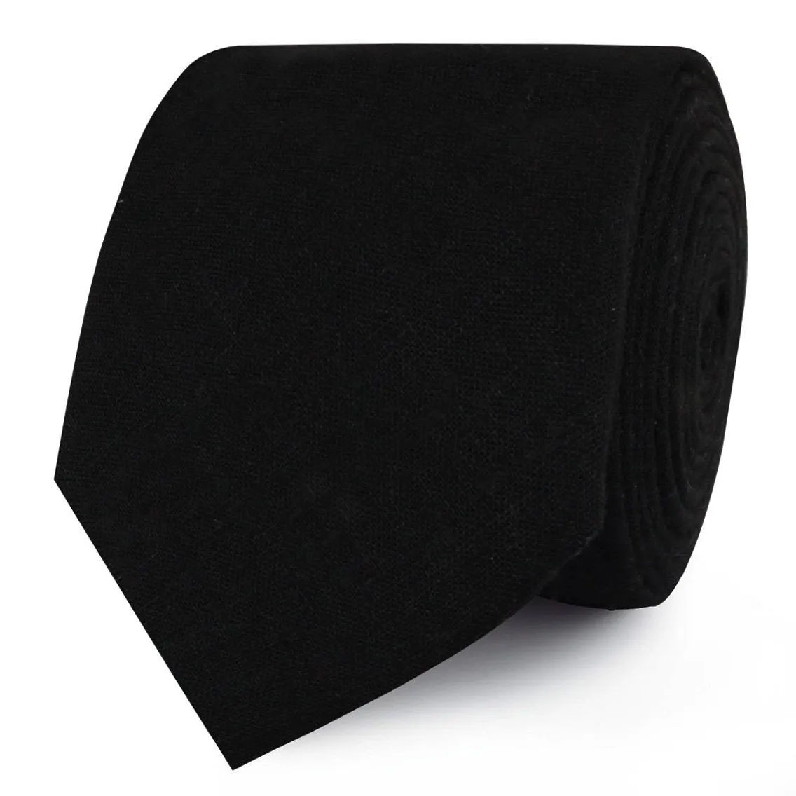 Ink Black Slub Linen Skinny Tie