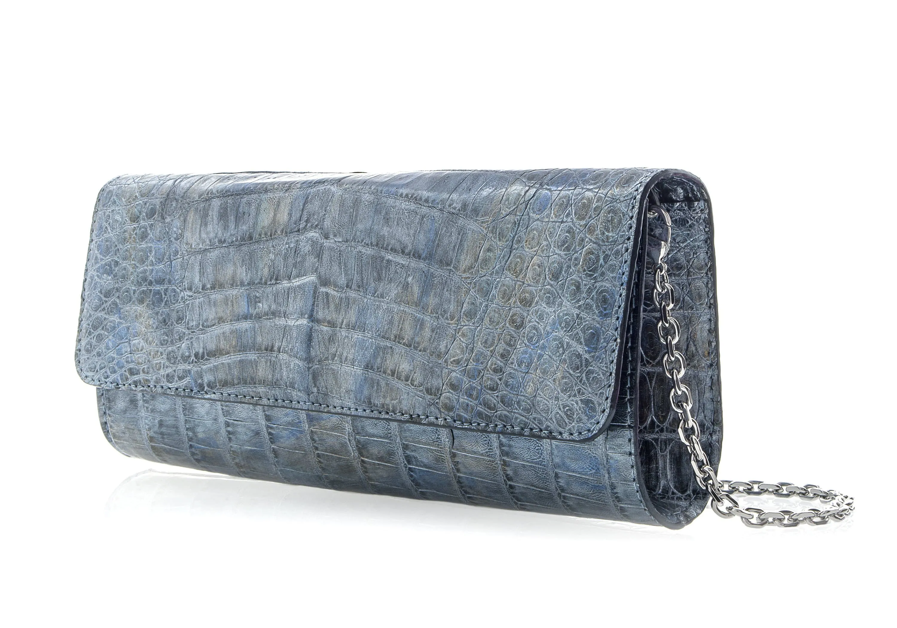 Judith Leiber Couture Judith Leiber Kate  Crocodile Clutch Denim