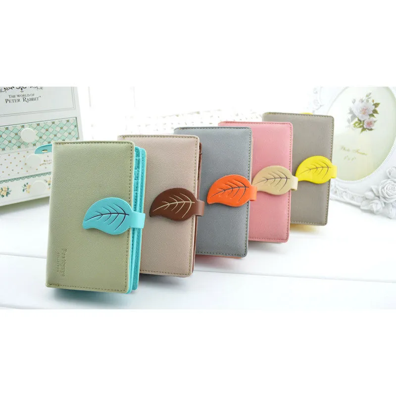 Lady Retro leaf Purse Card Holder Hit Color Clutch Wallet Bag