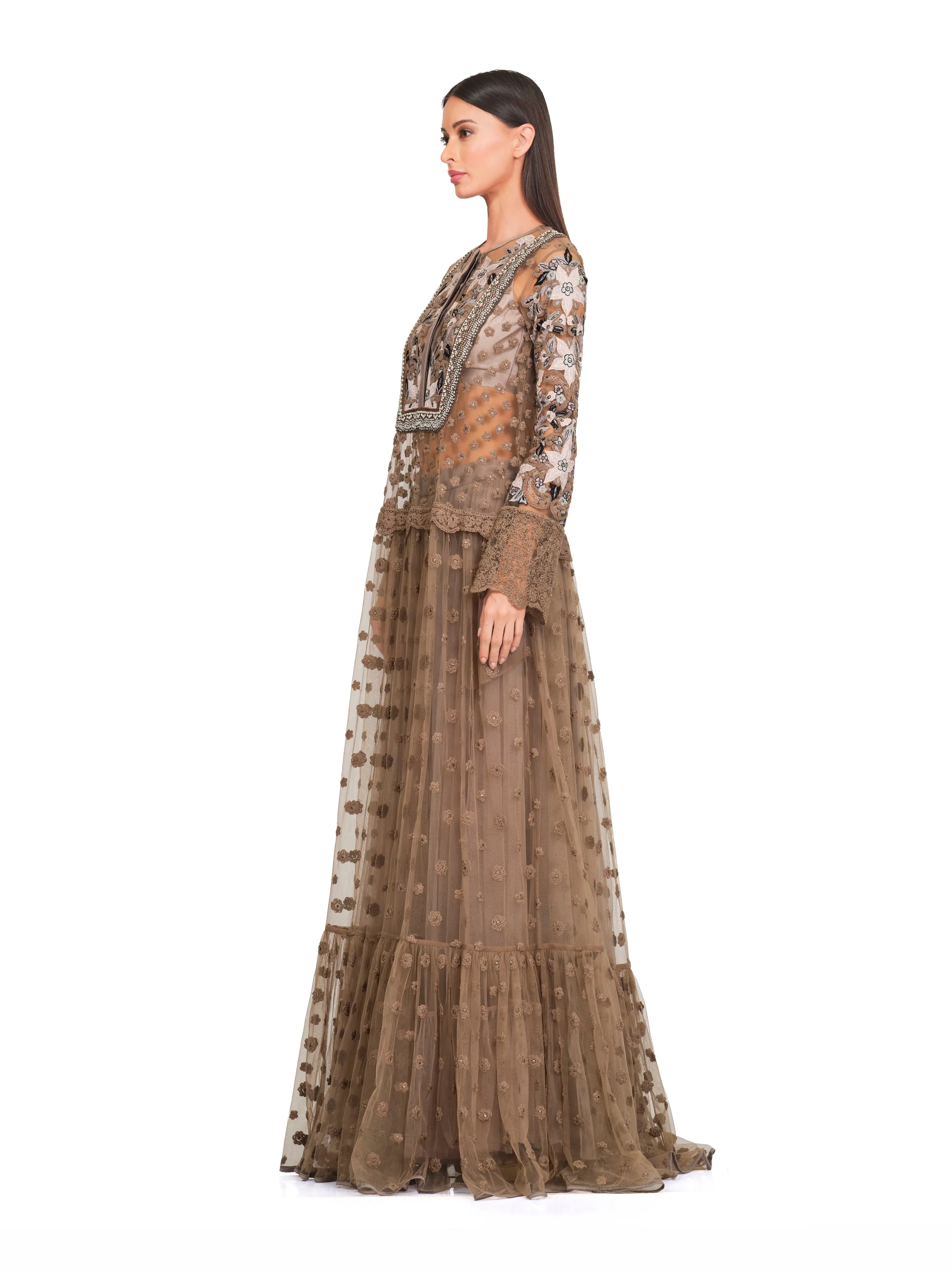 Long Tunic with Patchwork Embroidery & Lightly Embellished Neckline