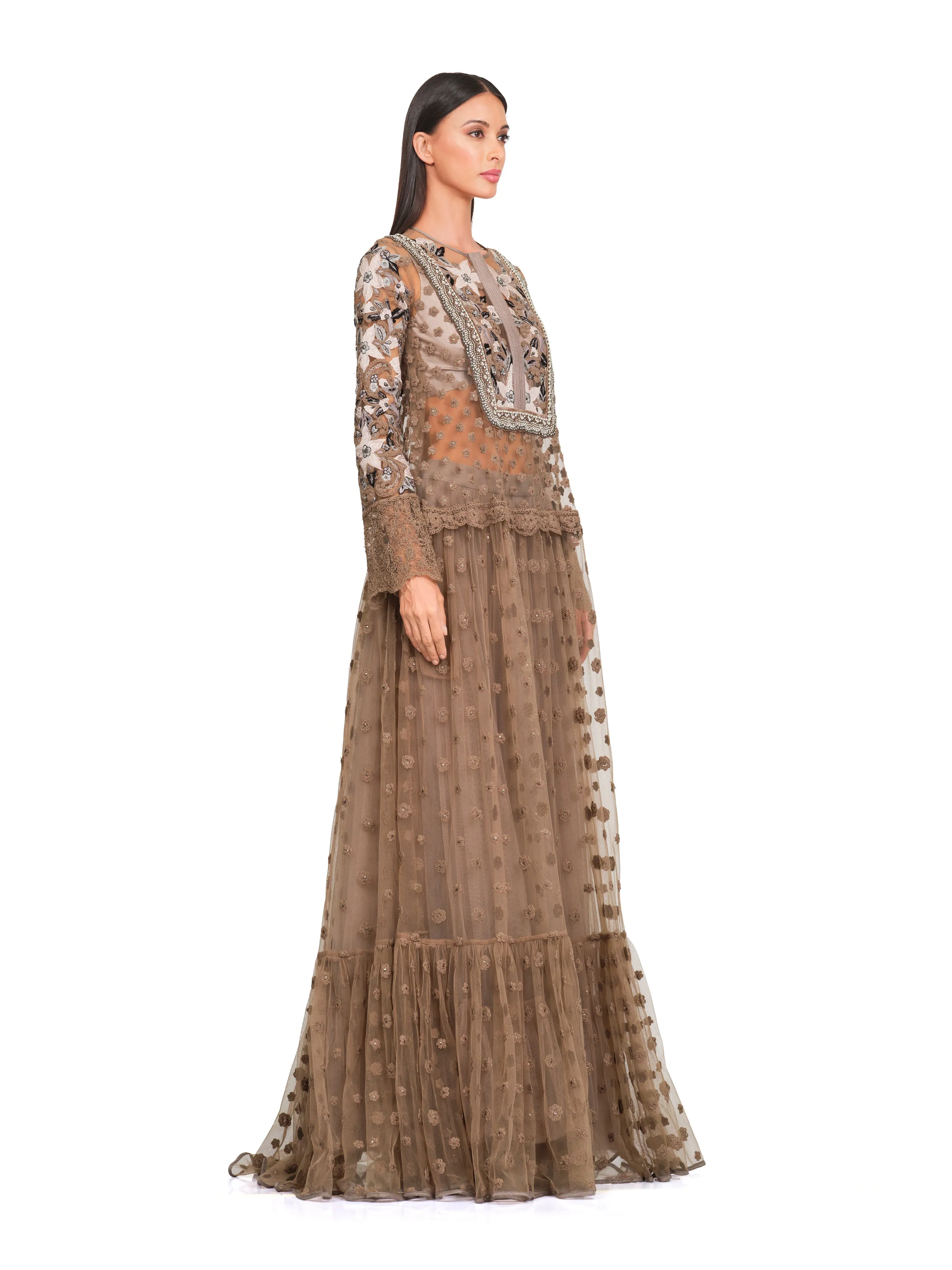 Long Tunic with Patchwork Embroidery & Lightly Embellished Neckline