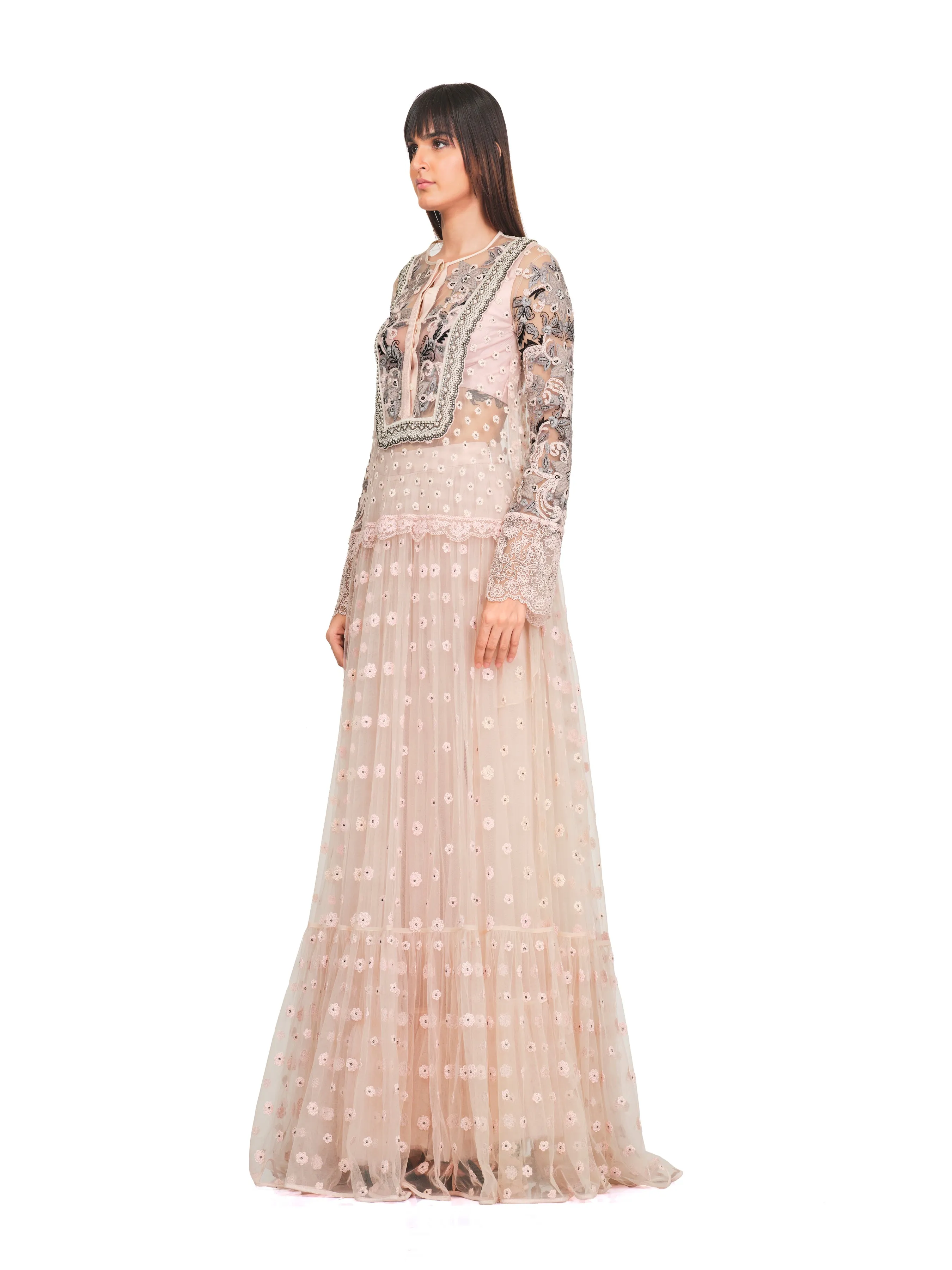 Long Tunic with Patchwork Embroidery & Lightly Embellished Neckline