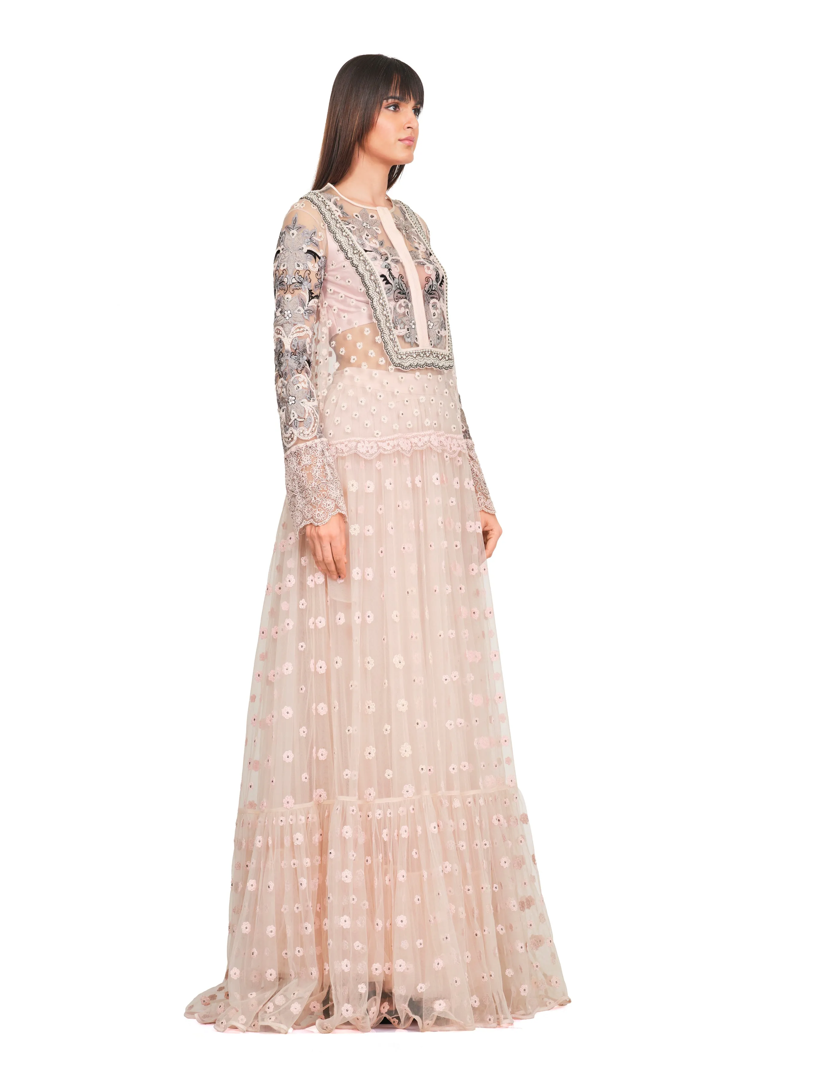 Long Tunic with Patchwork Embroidery & Lightly Embellished Neckline