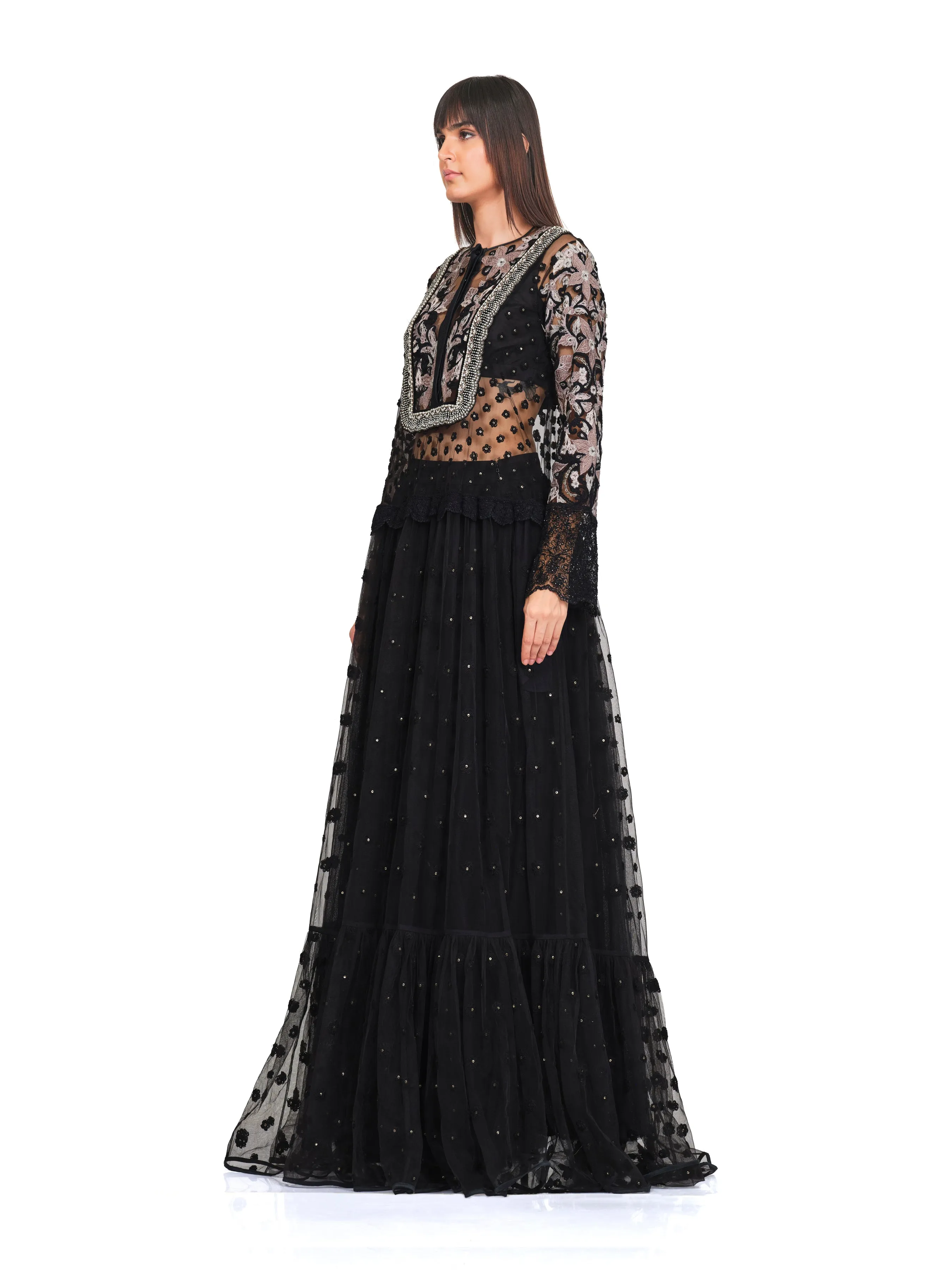 Long Tunic with Patchwork Embroidery & Lightly Embellished Neckline