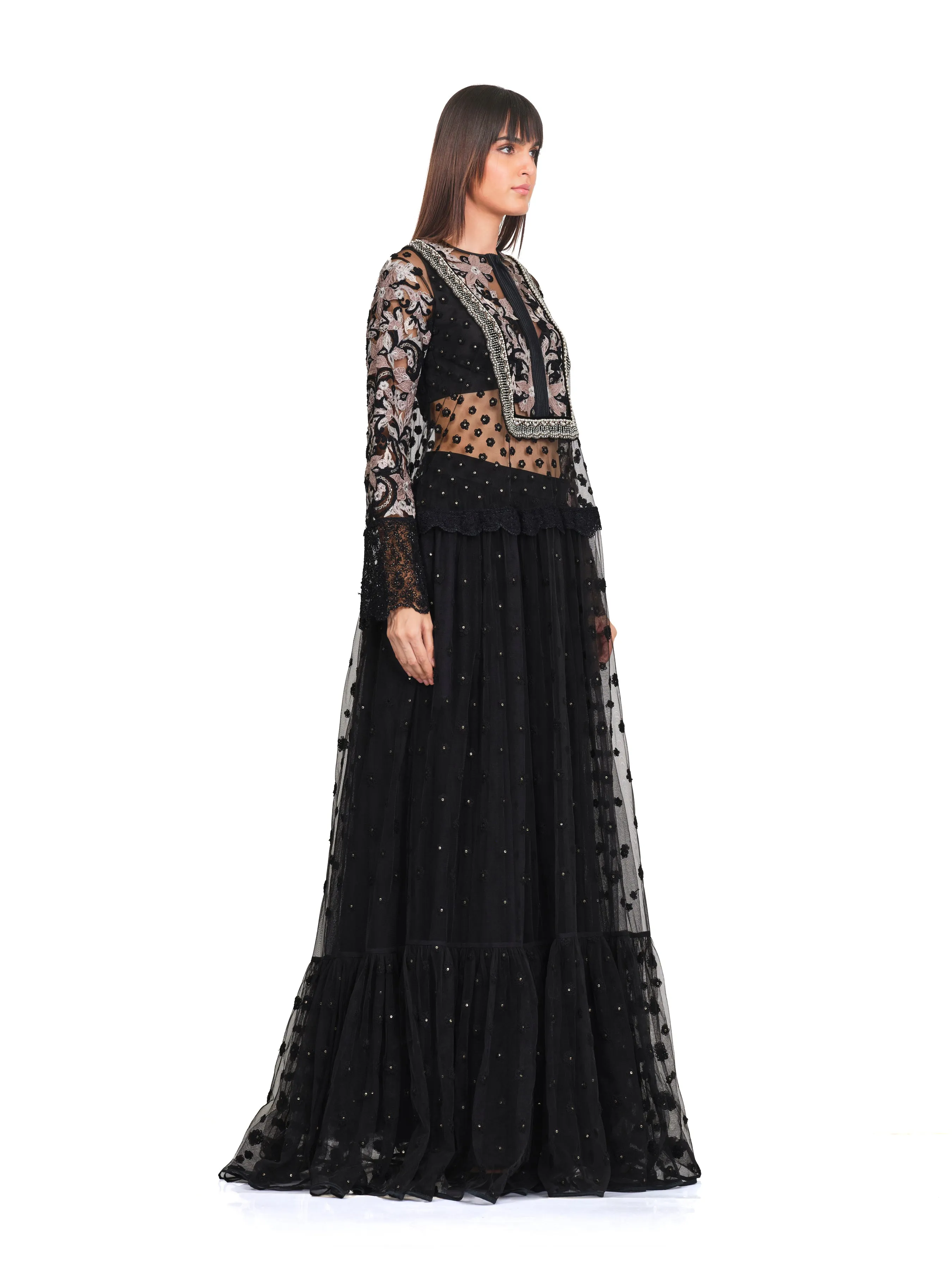 Long Tunic with Patchwork Embroidery & Lightly Embellished Neckline