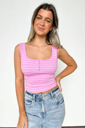 Lydiah Striped Button Tank Top